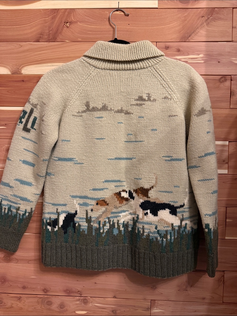 Vintage- Lauren Ralph Lauren Cream Zip-Front Fisherman Sweater with Red Accent - Picture 9 of 9